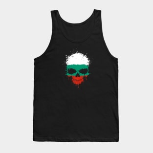 Chaotic Bulgarian Flag Splatter Skull Tank Top